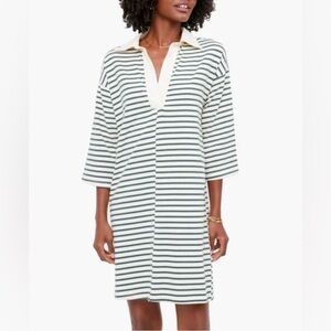 TUCKERNUCK Green Stripe Ashton Knit Polo Dress Sz XS Preppy Coastal Classic
